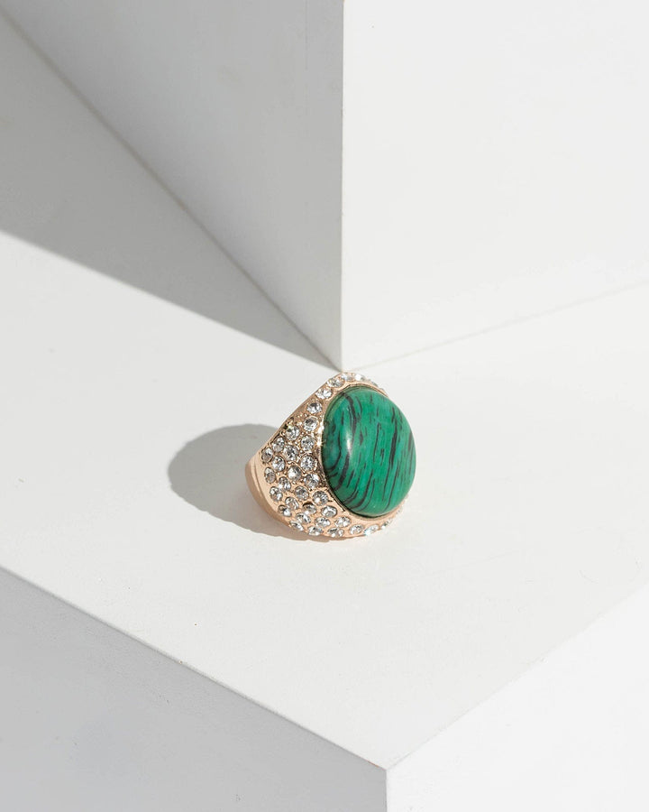 Green Statement Stone Dome Ring | Rings