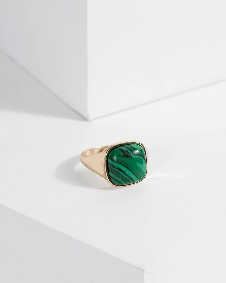 Green Stone Square Ring | Rings