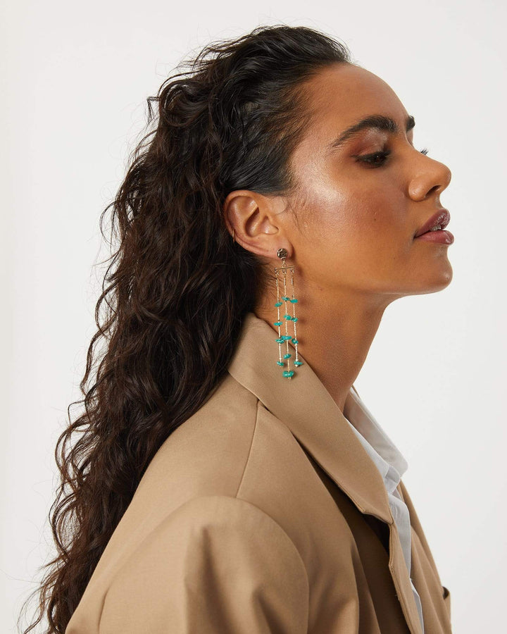 Green Stone Tassel Drop Earrings | Earrings