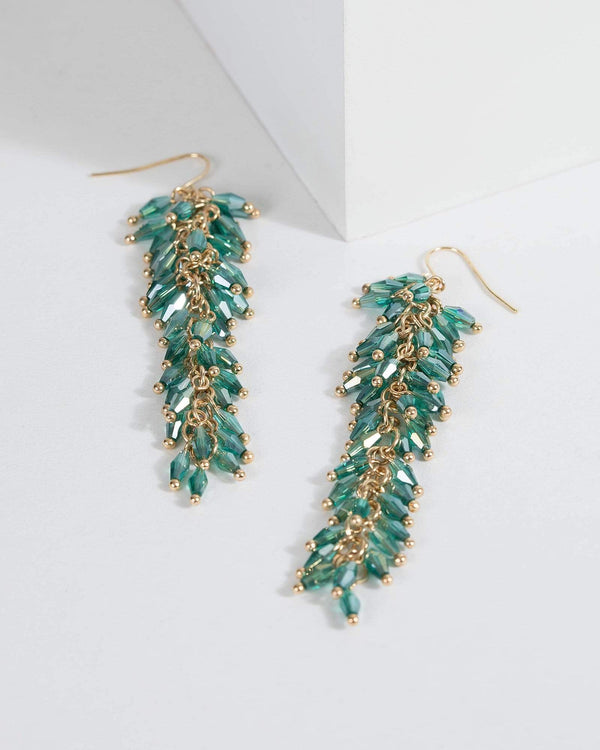 Green Tassel Bead Drop Earrings | Earrings