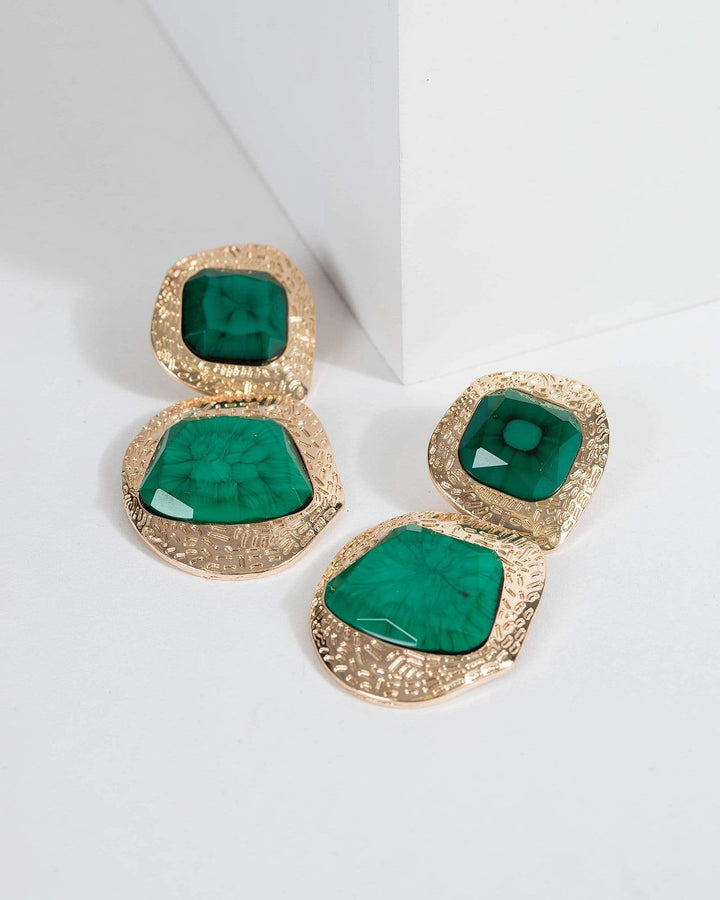 Green Textured Drop Earrings | Earrings