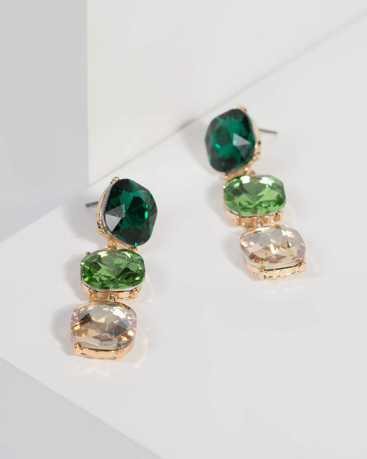 Green Triple Drop Earrings | Earrings