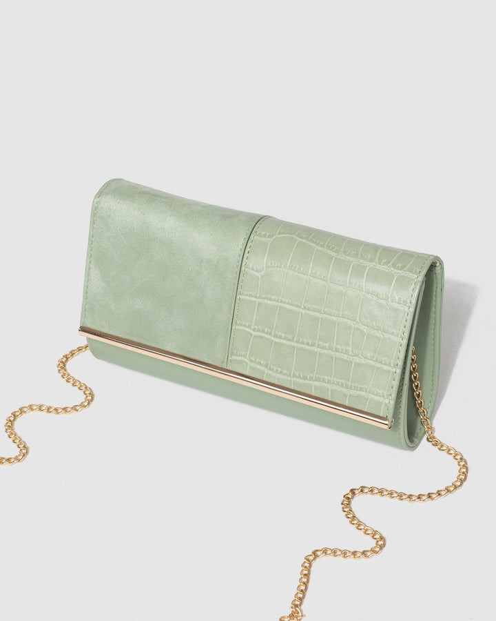 Colette by Colette Hayman Green Vevay Panel Clutch Bag
