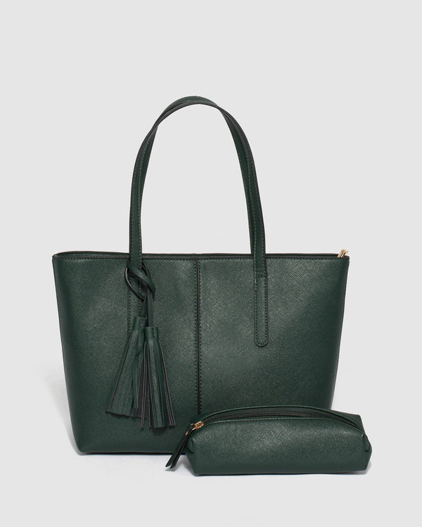 Green Yesenia Tassel Tote Bag | Tote Bags