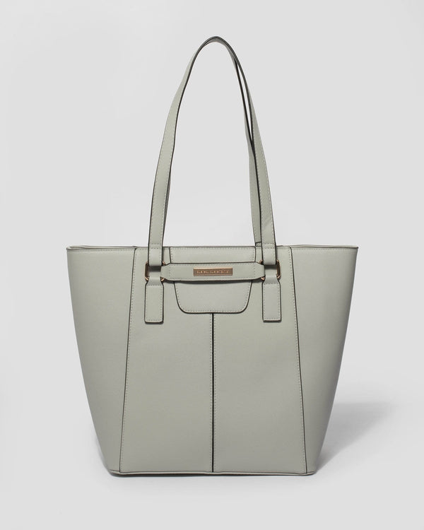 Grey Carissa Panel Tote Bag | Tote Bags