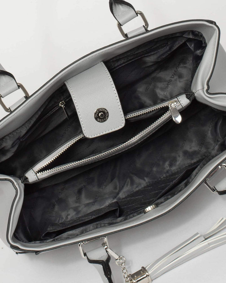 Grey Demi Tassel Tote Bag | Tote Bags