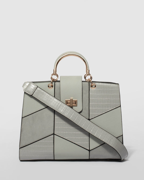 Grey Elena Panel Tote Bag | Tote Bags