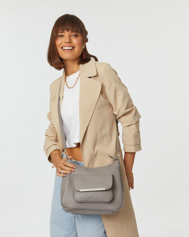 Grey Gina Zip Crossbody Bag | Crossbody Bags