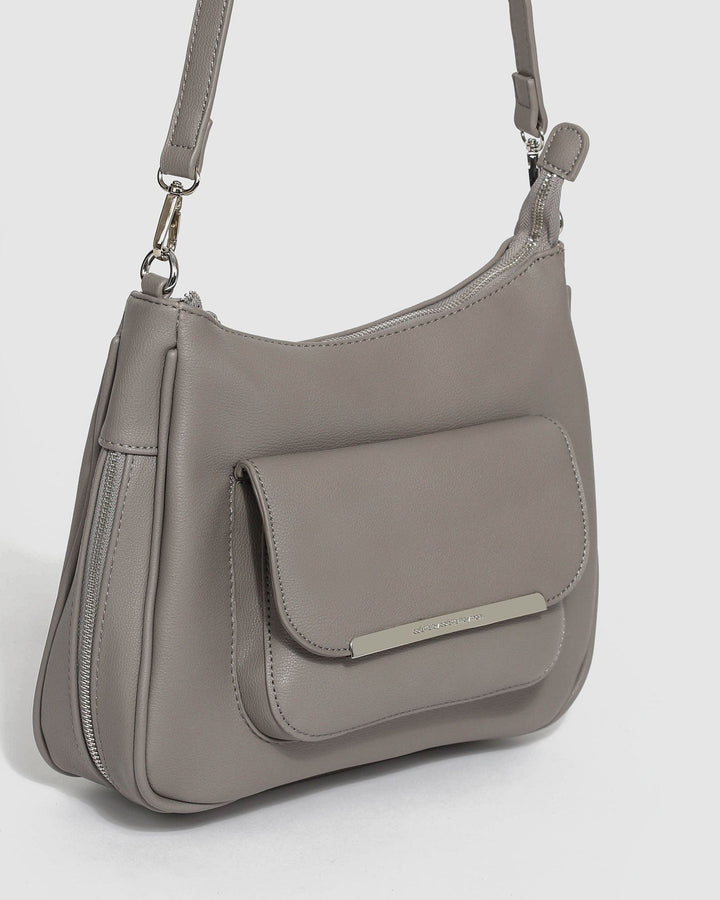 Grey Gina Zip Crossbody Bag | Crossbody Bags