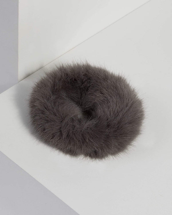 Grey Mini Fluffy Scrunchie | Hair Accessories