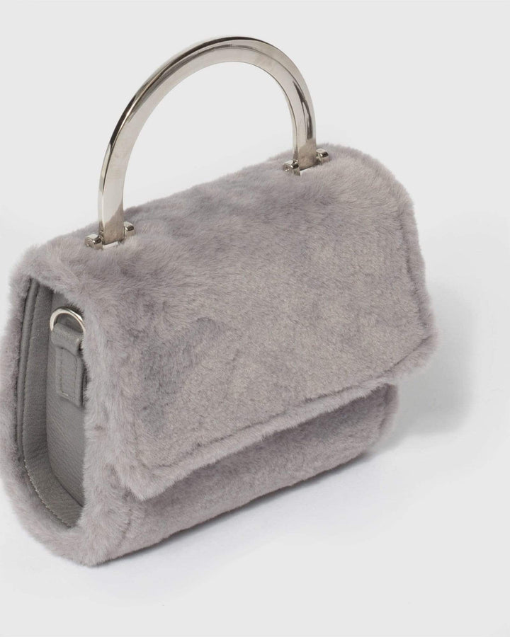 Grey Soft Mini Top Handle Bag | Mini Bags