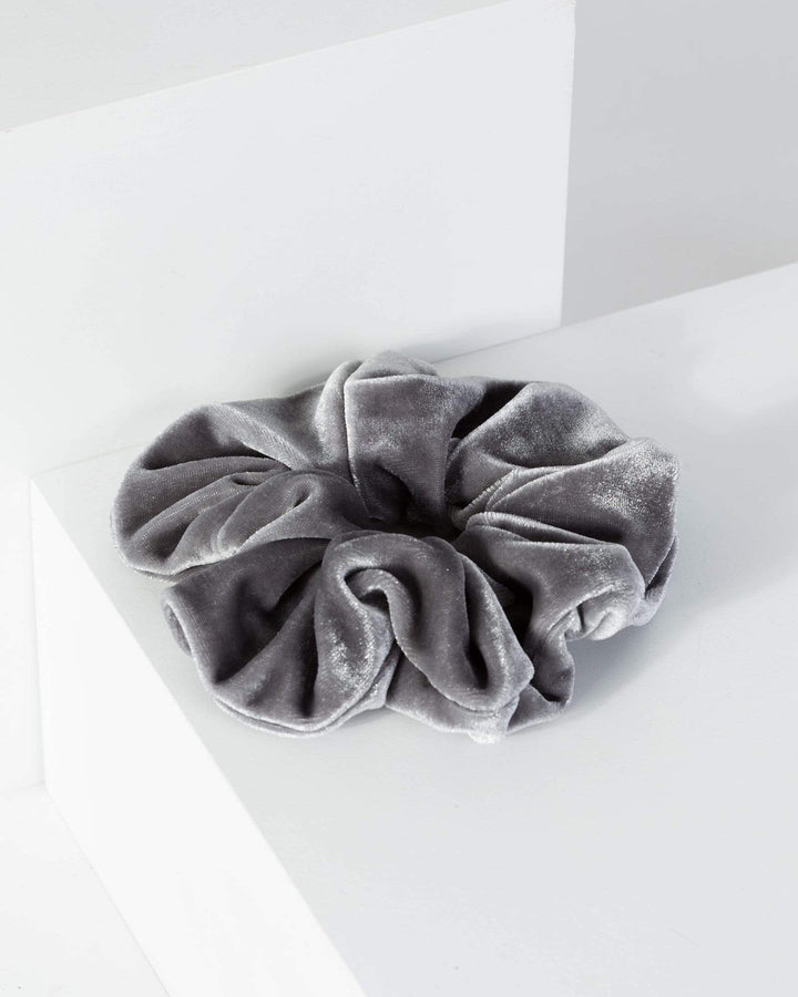 Grey Velvet Large Scrunchie | Accessories