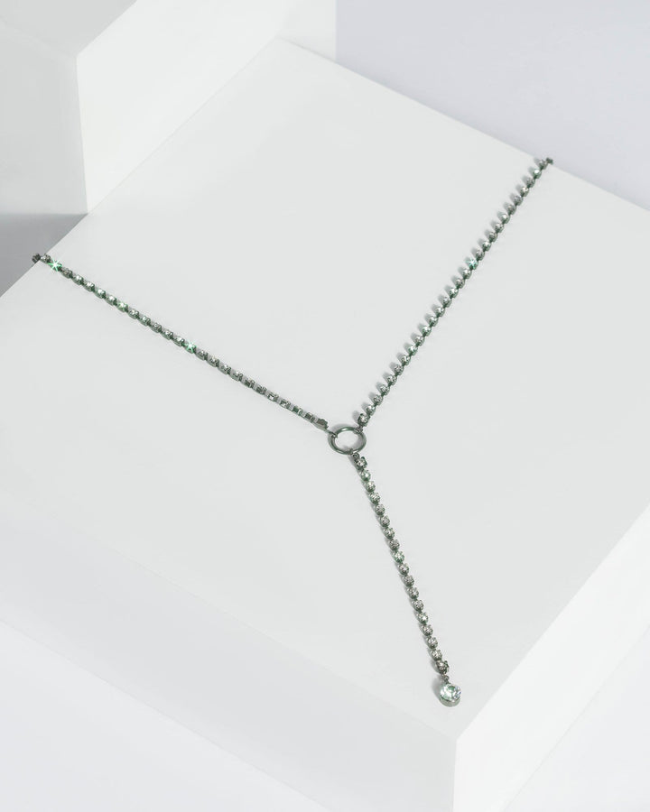 Gunmetal Circle Drop Necklace | Necklaces