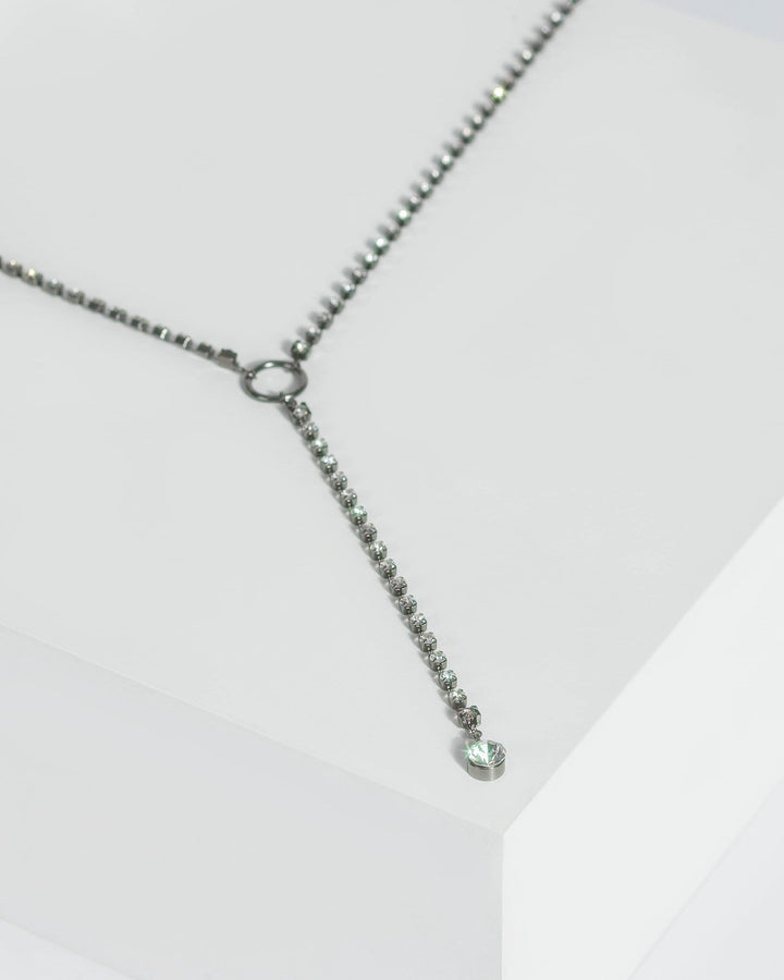 Gunmetal Circle Drop Necklace | Necklaces