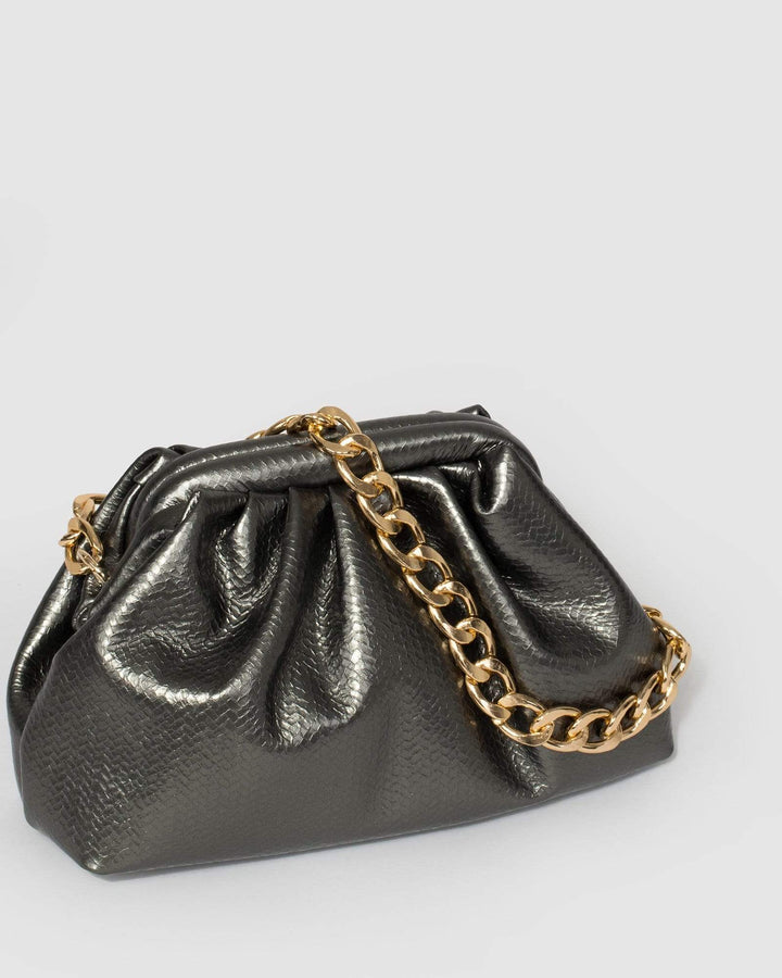 Colette by Colette Hayman Gunmetal Claire Weave Shoulder Bag