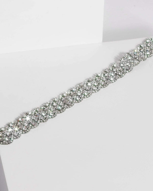 Gunmetal Diamante Plaited Choker Necklace | Chokers