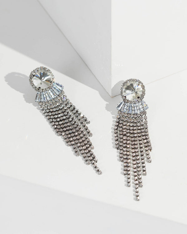 Gunmetal Diamond Fringe Drop Earrings | Earrings