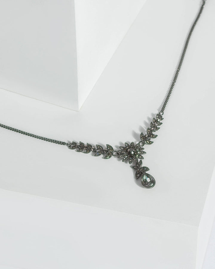 Gunmetal Floral Static Necklace | Necklaces