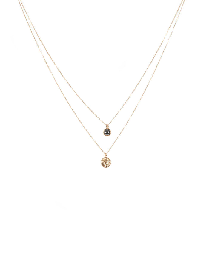 Gunmetal Gold Tone Coin Fine Layered Necklace | Necklaces