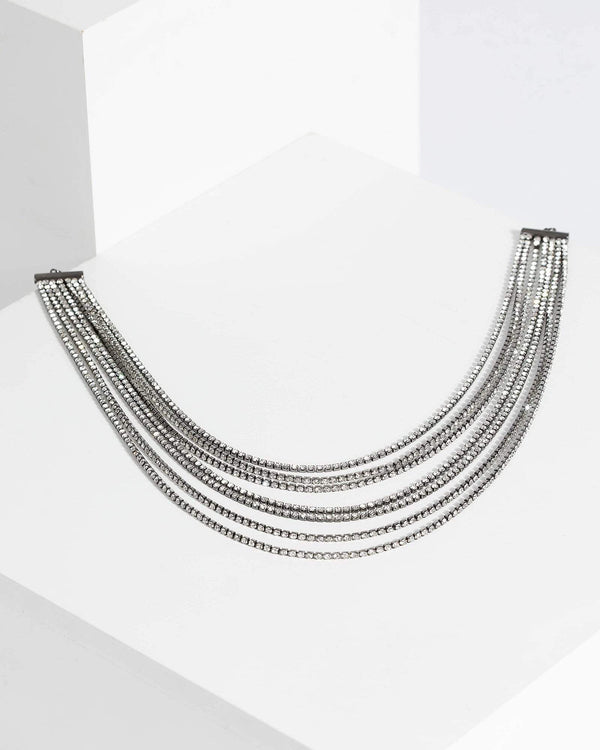 Gunmetal Layered Length Necklace | Necklaces