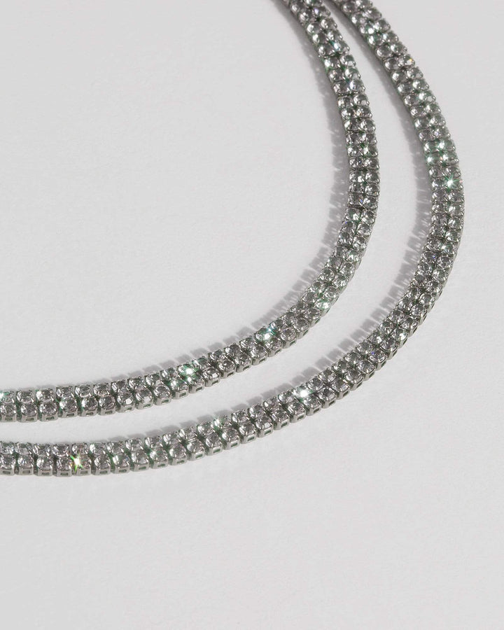 Gunmetal Square Diamante Layered Necklace | Necklaces