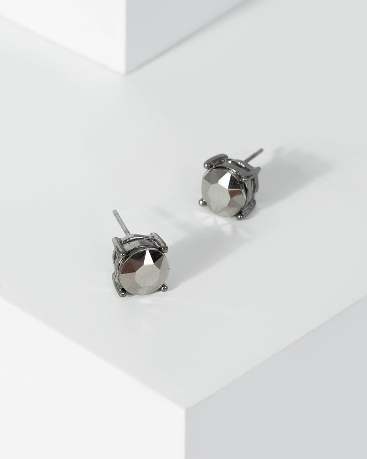 Gunmetal Square Stud Earrings | Earrings