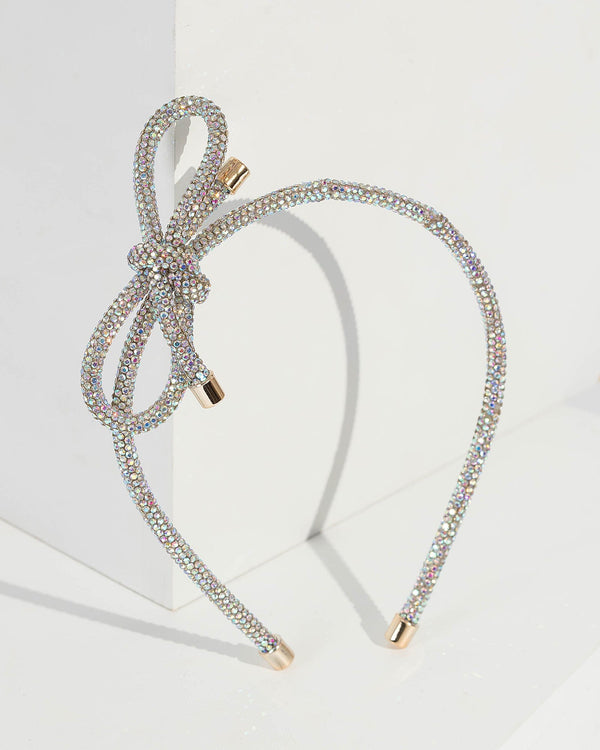 Holographic Crystal Bow Detail Headband | Hair Accessories