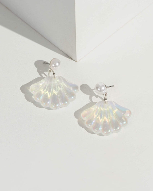 Holographic Shell Detail Drop Earrings | Earrings