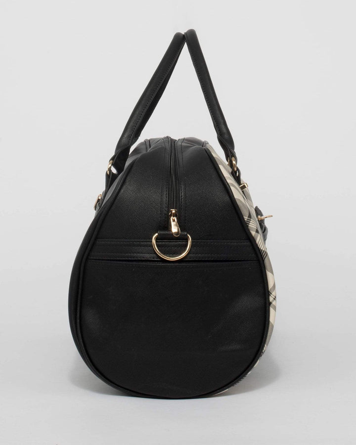 Ivory And Black Check Hazel Weekender | Weekender Bags