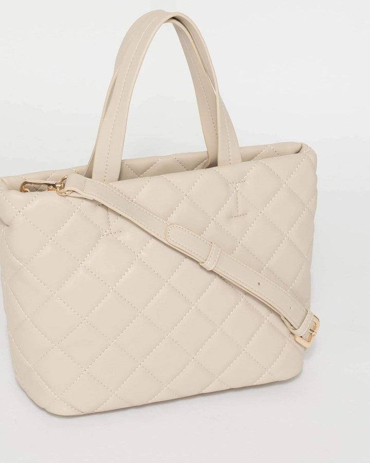 Ivory Bailee Quilt Bag | Bucket Bags