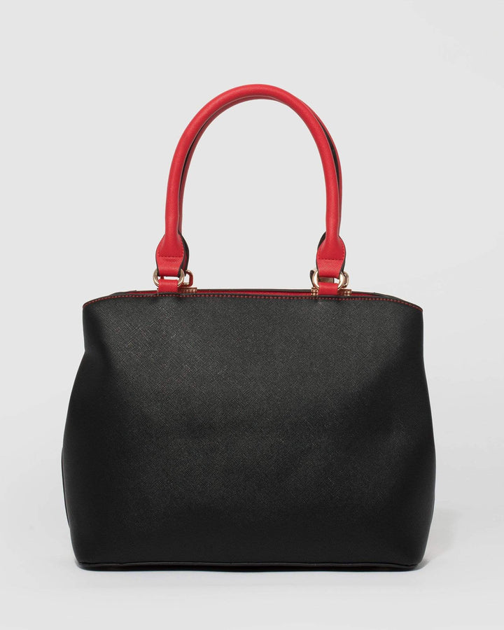 Ivory, Black & Red Harper Panel Medium Tote Bag | Tote Bags