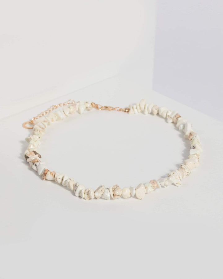 Ivory Cracked Stone Necklace | Necklaces