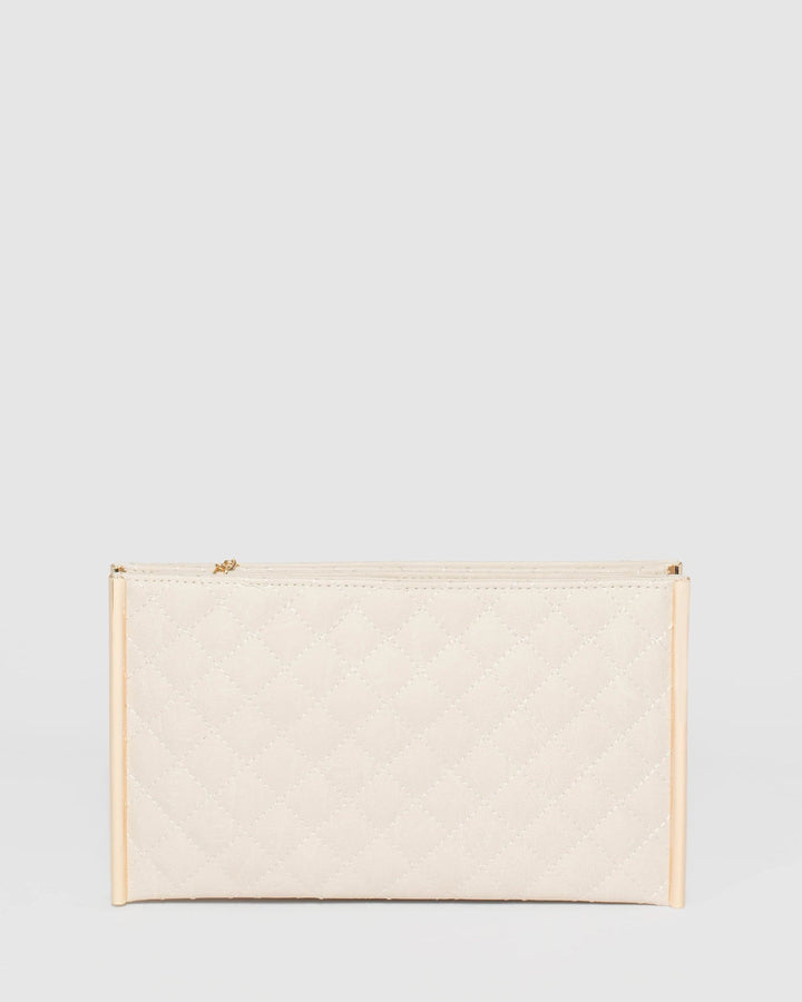 Ivory Dany Double Quilt Clutch Bag | Clutch Bags
