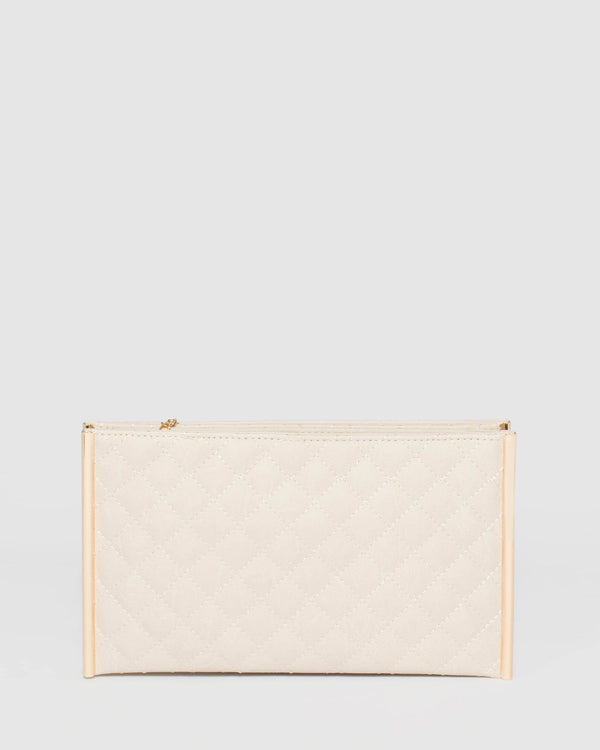 Ivory Dany Double Quilt Clutch Bag | Clutch Bags