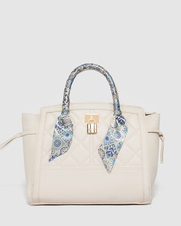 Colette by Colette Hayman Ivory Elora Quilted Scarf Tote Bag