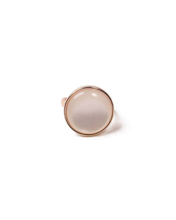 Colette by Colette Hayman Ivory Gold Tone Large Round Stone Cocktail Ring - Large