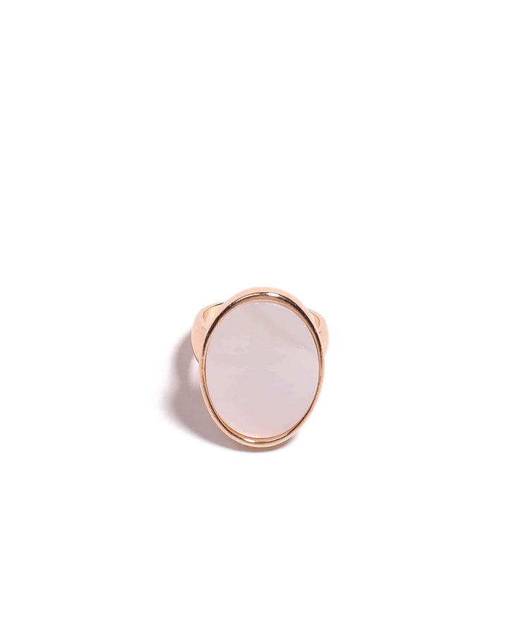 Colette by Colette Hayman Ivory Gold Tone Oval Stone Cocktail Ring - Large