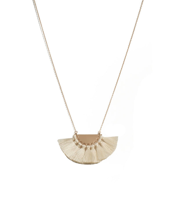 Colette by Colette Hayman Ivory Gold Tone Tassel Metal Pendant Long Necklace