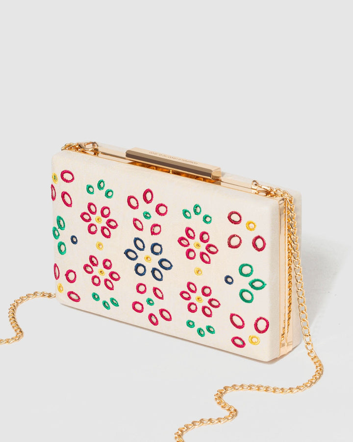 Ivory Jaimii Embroidered Clutch Bag | Clutch Bags