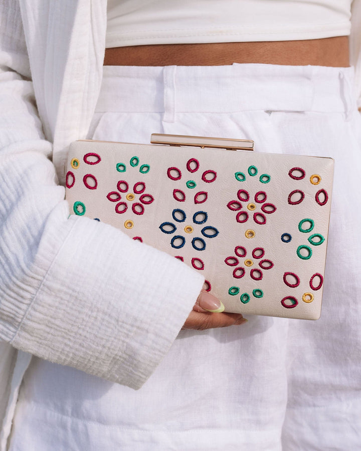 Ivory Jaimii Embroidered Clutch Bag | Clutch Bags