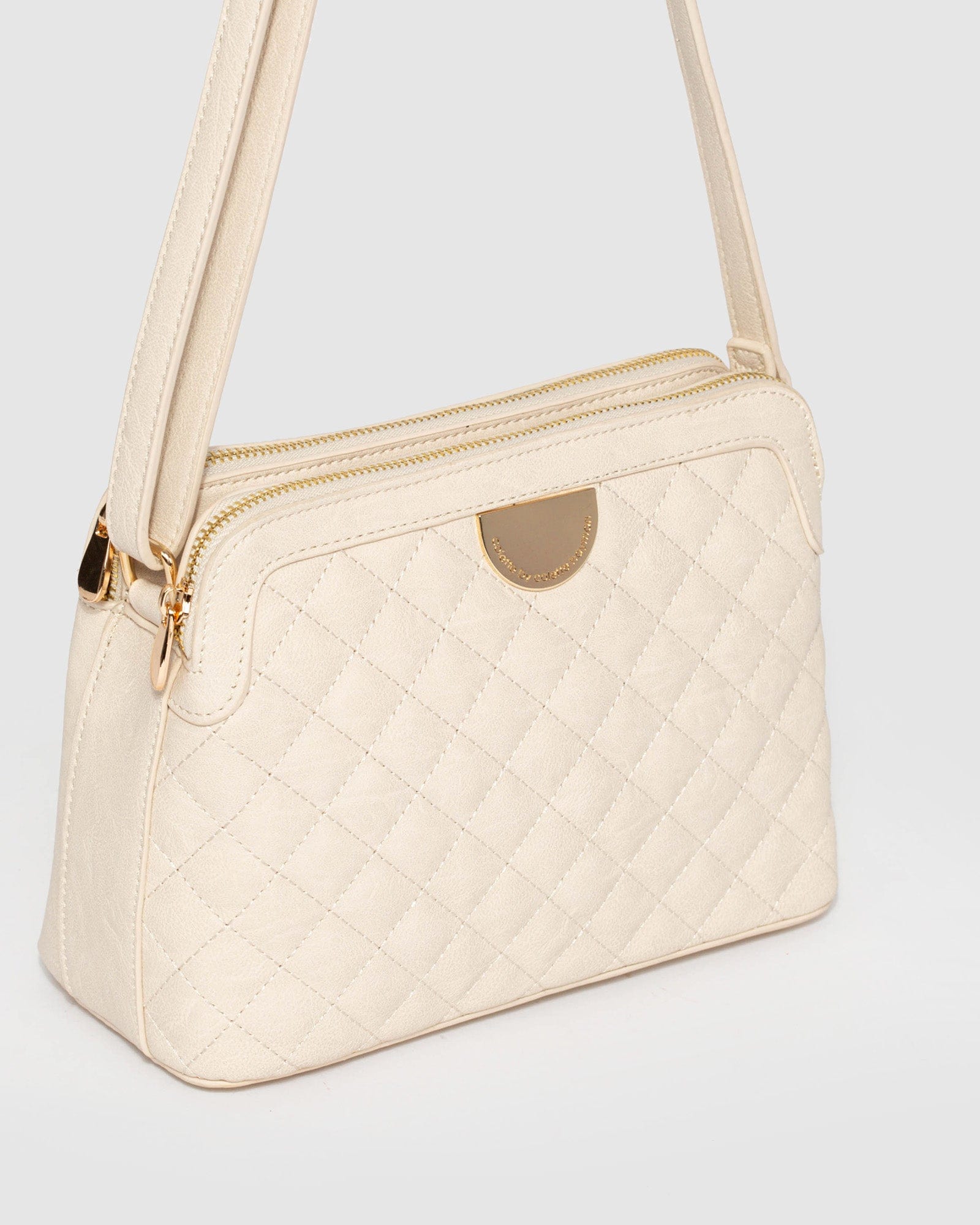Ivory Quilt Crossbody Bag