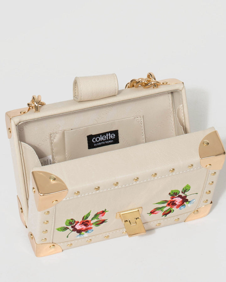 Colette by Colette Hayman Ivory Kendall Stud Embroidered Trunk Bag