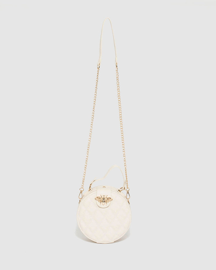 Ivory Marina Quilted Bee Bag | Clutch Bags