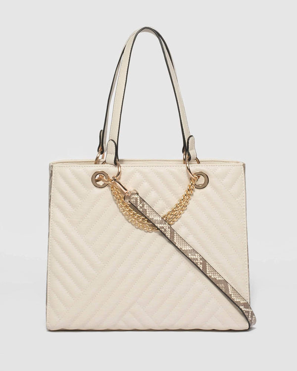Ivory Nirvana Large Quilt Tote Bag | Tote Bags