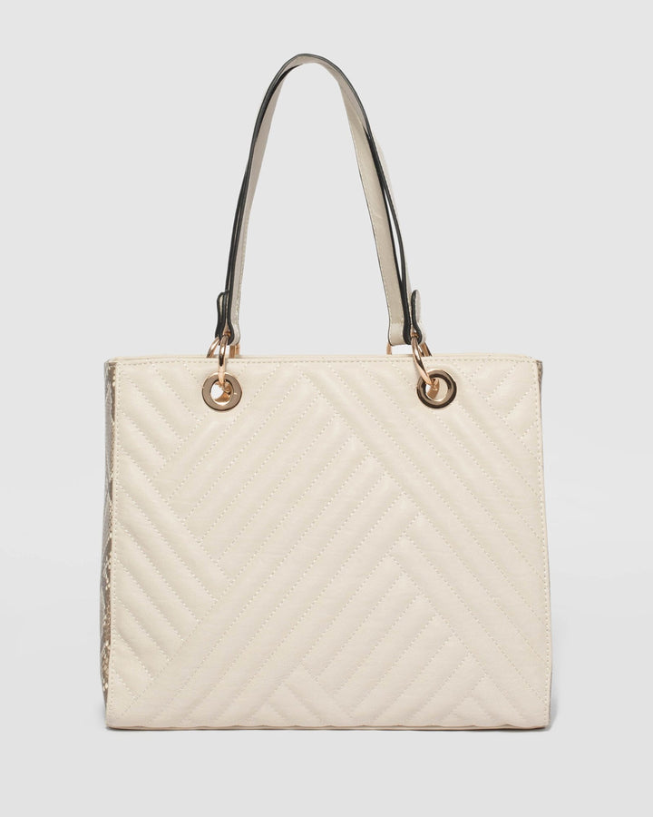 Ivory Nirvana Large Quilt Tote Bag | Tote Bags