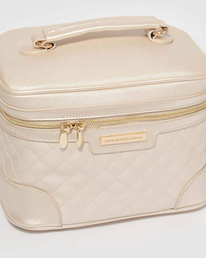 Ivory Quilted Cosmetic Case | Cosmetic Cases