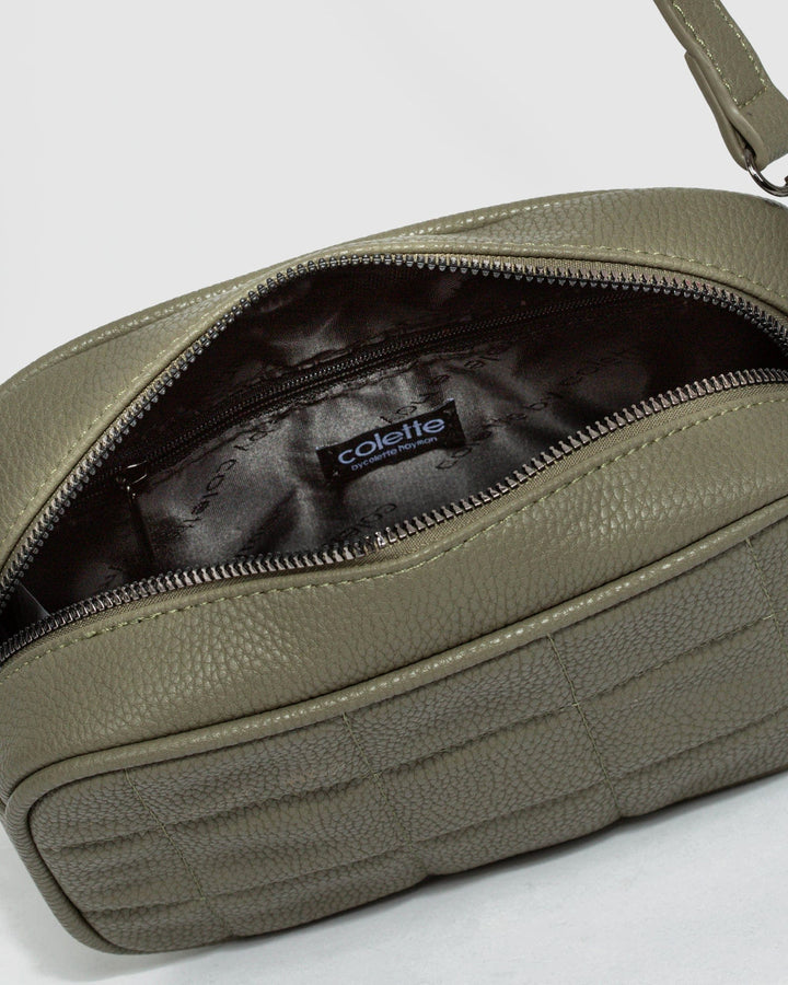 Khaki Quilted Crossbody Bag | Crossbody Bags