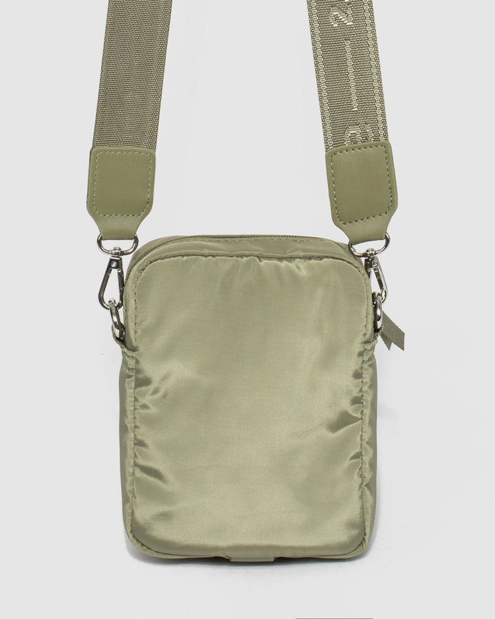 Khaki Emma Lock Crossbody Bag | Crossbody Bags