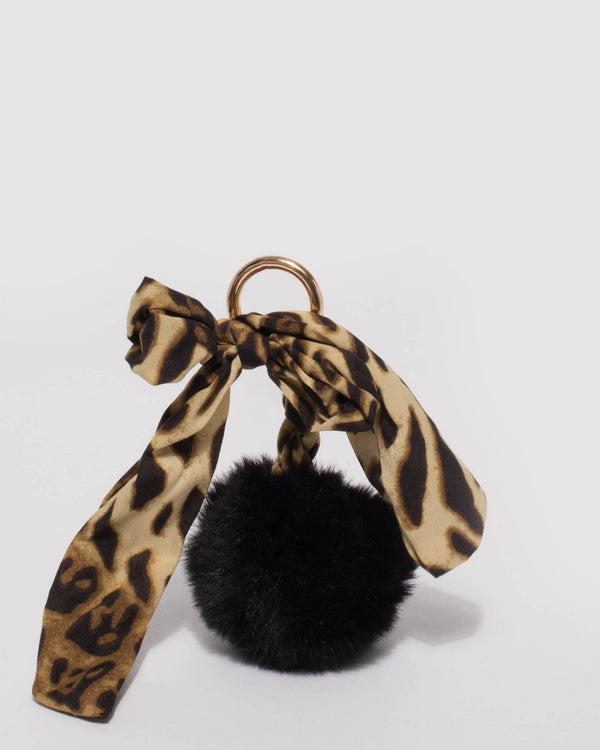 Leopard Scarf Pom Pom Keyring | Bag Accessories