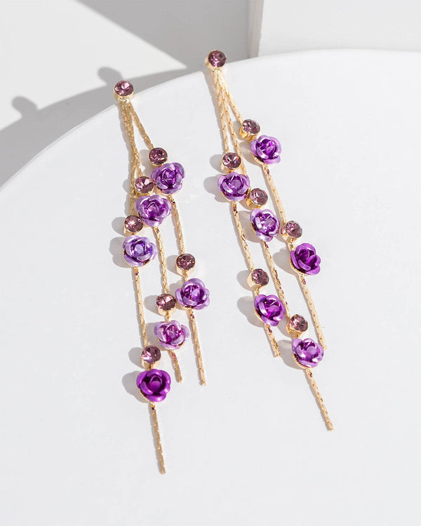 Colette by Colette Hayman Lilac Small Flowers And Crystal Drop Earrings